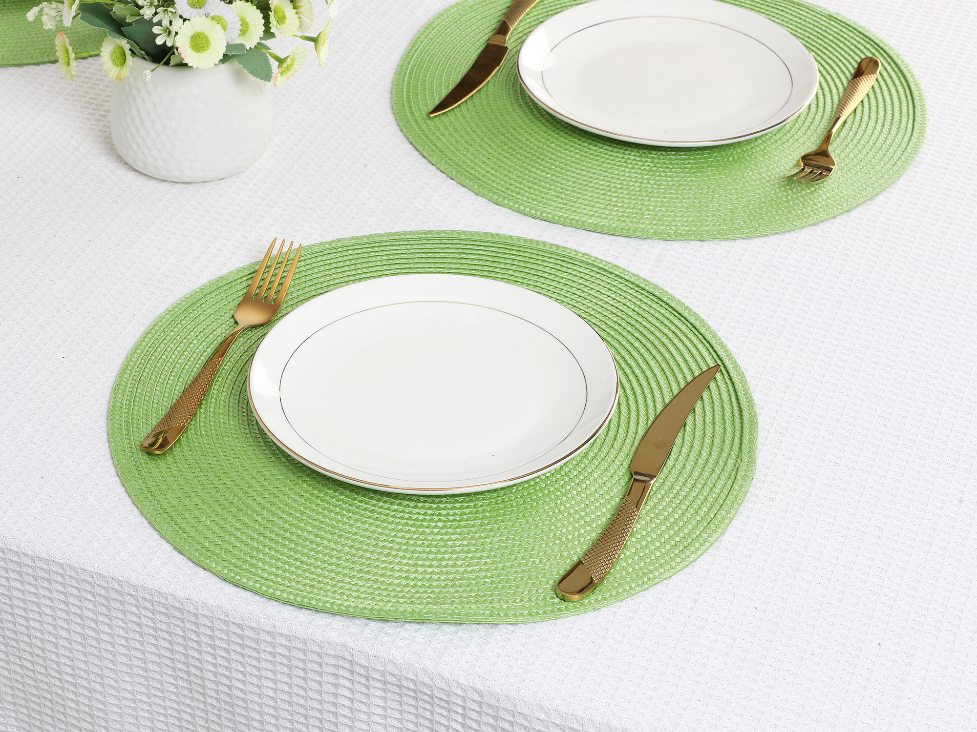 Unique Bargains Rustic Placemats Set of 6 Woven Placemats Green