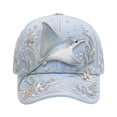 thumbnail image 3 of 3D Ocean Creatures Embroidery Cap, Adjustable Cotton Baseball Cap, Raised Embroidered Sea Animal Hat for Beach Travel, Sky Blue One Size, 3 of 3