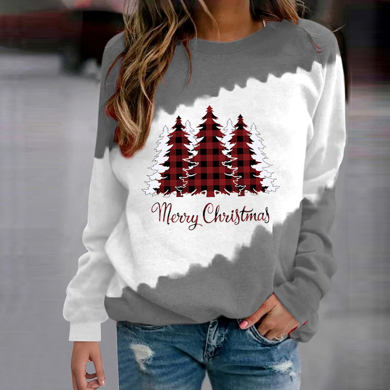 EGNMCR Christmas Sweatshirts for Women Ugly Christmas Oversized