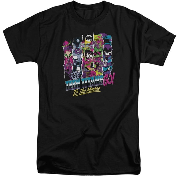 Teen Titans Go To The Movies To The Movies S/S Adult Tall 18/1 T-Shirt Black