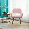 thumbnail image 2 of KCC Furry Desk Chair, Mid-Century Modern Accent Armchair with Faux Fur for Teen Girls, Dining Chair With Wood Look Metal Legs Living Dining Room, Home Vanity Makeup Office No Wheel, Pink, 2 of 7