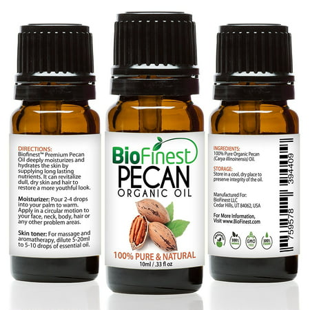 BioFinest Pecan Organic Oil - 100% Pure Cold-Pressed - Best Moisturizer For Hair Face Skin Acne Sunburn Weight Loss Muscle Pain Wrinkles Scars - Essential Antioxidant, Vitamin E - FREE E-Book (Best Medicine For Acne Scars In India)