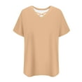 thumbnail image 5 of ZyeKqe Womens Plus Size Tops Short Sleeve Shirts Casual V Neck T Shirts Loose Fitted Tunic Tops Criss Cross Tees, 5 of 6