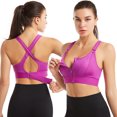 thumbnail image 1 of CAROOTU Wireless Supportive Sports Bra for Women Front Zip Design Cross Back Vest Yoga Workout Wear, 1 of 7