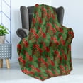 thumbnail image 4 of Christmas Soft Flannel Fleece Throw Blanket, Abstract Pines with Swirls Dots Lines Design Patchwork Style Print, Cozy Plush for Indoor and Outdoor Use, 60" x 80", Dark Coral Dark Green, by Ambesonne, 4 of 5
