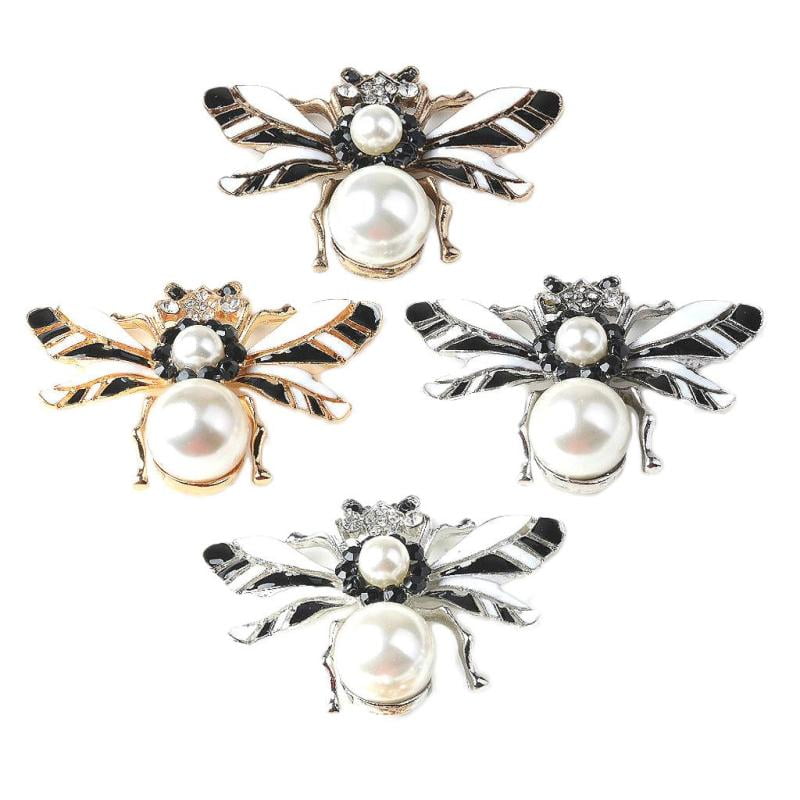 Set of 10 Alloy Bee Rhinestone Flatback Decor Button for Jewelry Making Craft 