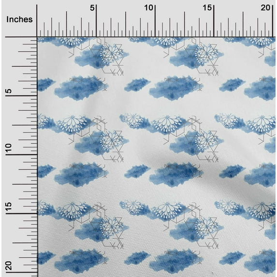 oneOone Viscose Chiffon Grayish Blue Fabric Geometric & Mandala Watercolor Craft Projects Decor Fabric Printed By The Yard 42 Inch Wide