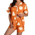 thumbnail image 3 of JIAYUE Women Pajama 2-Piece Set Notch Collar Halloween Print Short Sleeve Shirt and Shorts Pjs for Fall Themed Party, 3 of 7