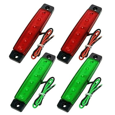 4Pcs DC 12V Navigation Lights Marine Boat Navigation Waterproof 6LED Lights Red & Green Lamp Set Boat Auto Indicator Lamps Set