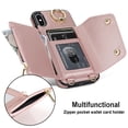 thumbnail image 4 of ShellTech for iPhone X/XS Case with Card Holder and Strap - Zipper Pocket,Crossbody Lanyard Strap,Credit Card Holder,Stand Ring,Cute Phone Wallet Case for Women,Rosegold, 4 of 10