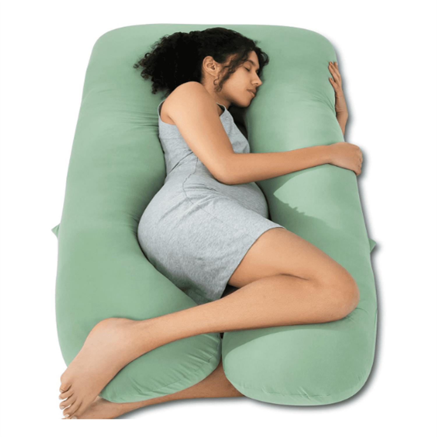 Cooling Pregnancy Pillows, U Shaped Full Body Maternity Pillow for Pregnant Support, Rayon Derived from Bamboo, Buttery Soft, Super Breathable for Hot Sleeper, Green