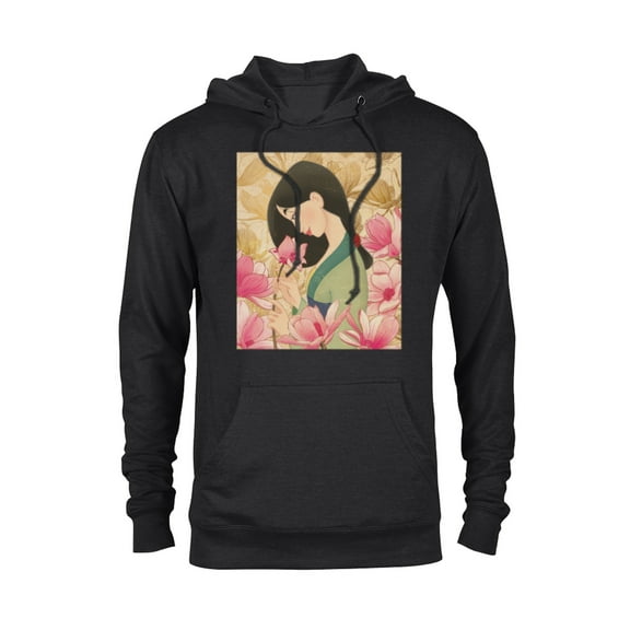 Disney Mulan Floral T-Shirt - Pullover Hoodie for Adults - Customized-Black