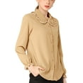thumbnail image 2 of INSPIRE CHIC Junior's Sweet Ruffle Peter Pan Collar Button Up Shirt, 2 of 5