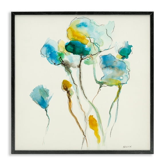 Stupell Industries Abstract Watercolor Blooms Abstract Painting Black Framed Art Print Wall Art, 12 x 12
