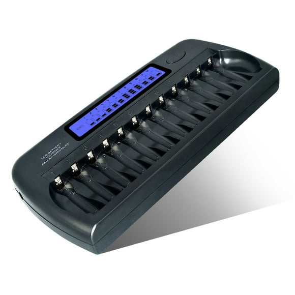 PALO PL-NC30 Universal Intelligent Battery 4 Inch LCD Display Speedy Smart w/ 12 Battery Slots for 1.2V Ni-MH AAA AA Batteries Plug