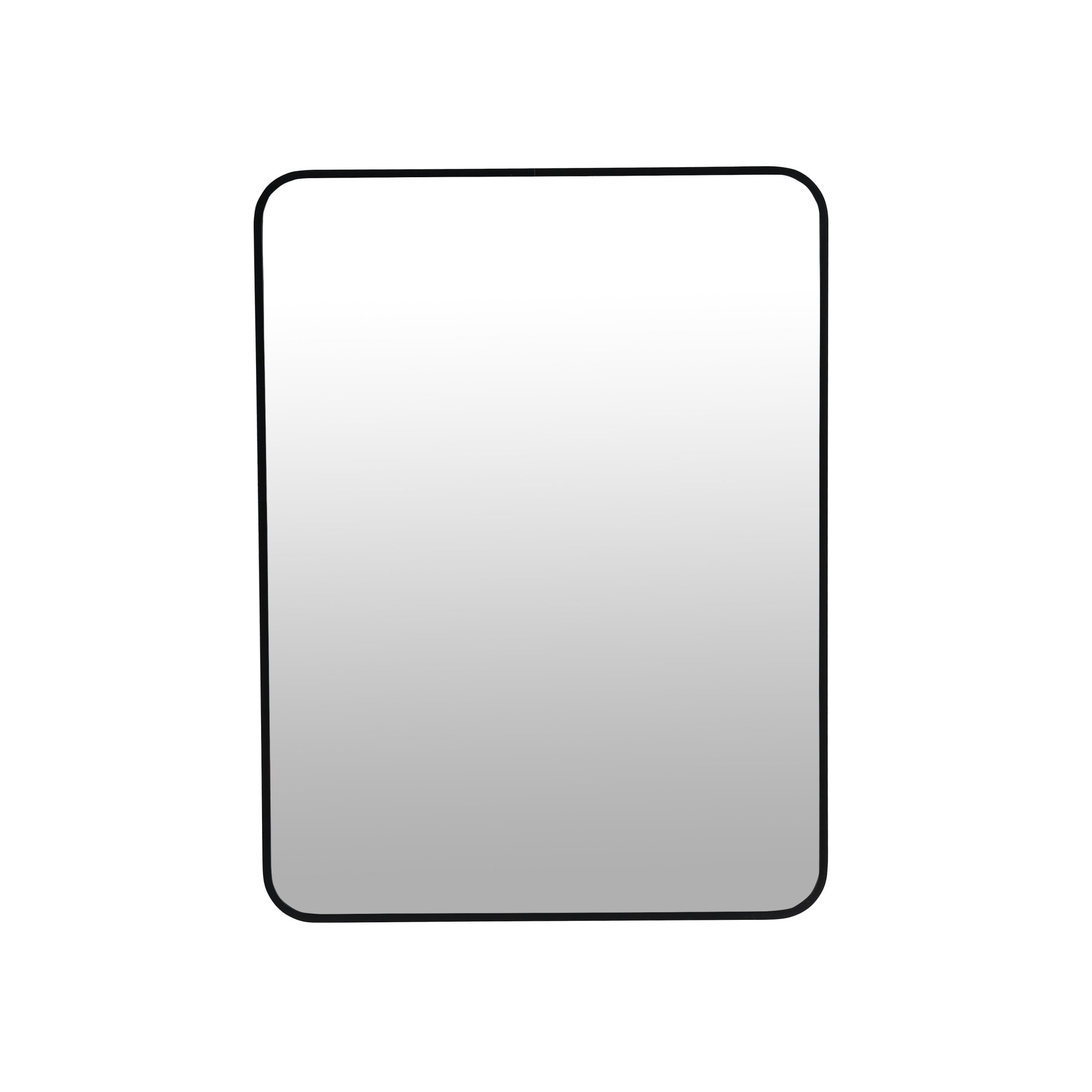 Noble House 24"x32" Bathroom Wall Mirror, Aluminum Frame, 4mm Glass, Vertical Mount, for Living Room, Entryway, Black