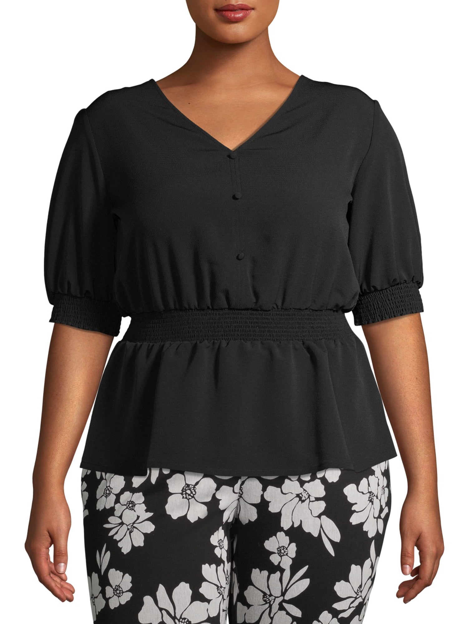 Time and Tru Women's Button Smock Top