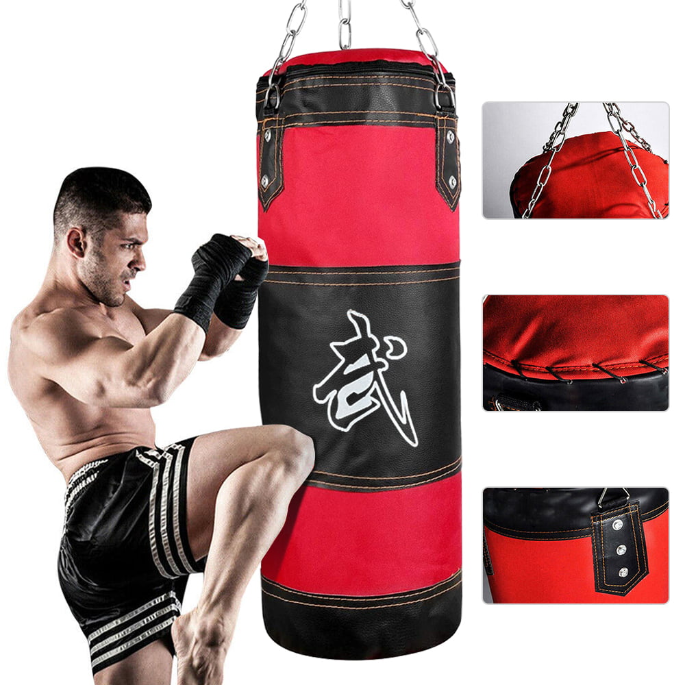 Full Heavy Boxing Punching Bag Training Gloves Set Kicking Workout GYM Empty 
