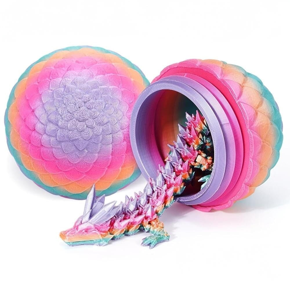 2 Dragon Eggs with a Dragon Inside, 3D Printed Easter Dragon Eggs, Dragon Egg Fidgets, Stocking Easter Basket Stuffers