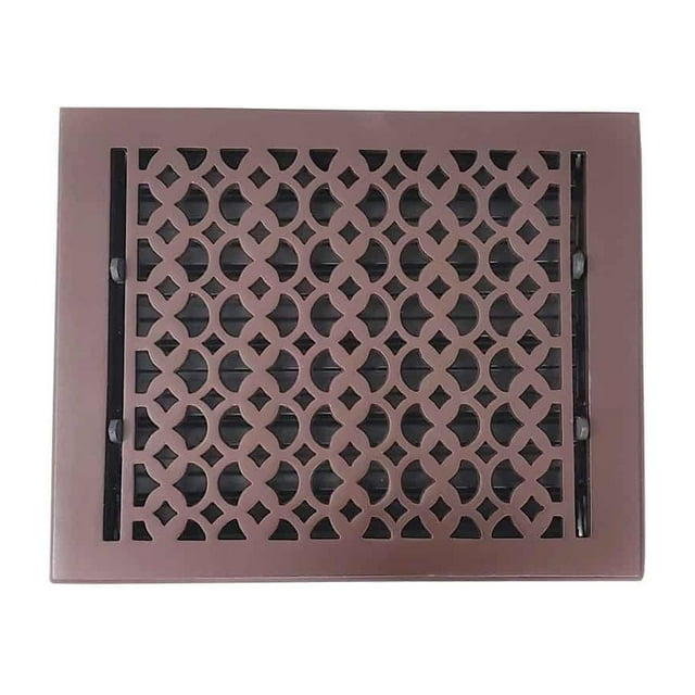 Grille d'Aération de Plancher 10” x 12” avec Registre – Design Décoratif en Aluminium Coulé Style Tudor Champignon VR-100 – Enduit de Poudre, Fait à la Main, Repeintable pour Planchers, Murs et Plafonds