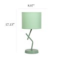 thumbnail image 4 of Simple Designs 17.13" Metal And Modern Abstract Table Lamp With Drum Fabric Shade, For Bedroom, Office, Living Room, Dorm, Side Table, Green, 4 of 6