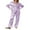 Purple, variant on Women Satin Silk Pajamas Set Long Sleeve Nightwear Feather Trim Button Down Sleepwear Silk 2 Piece Pjs