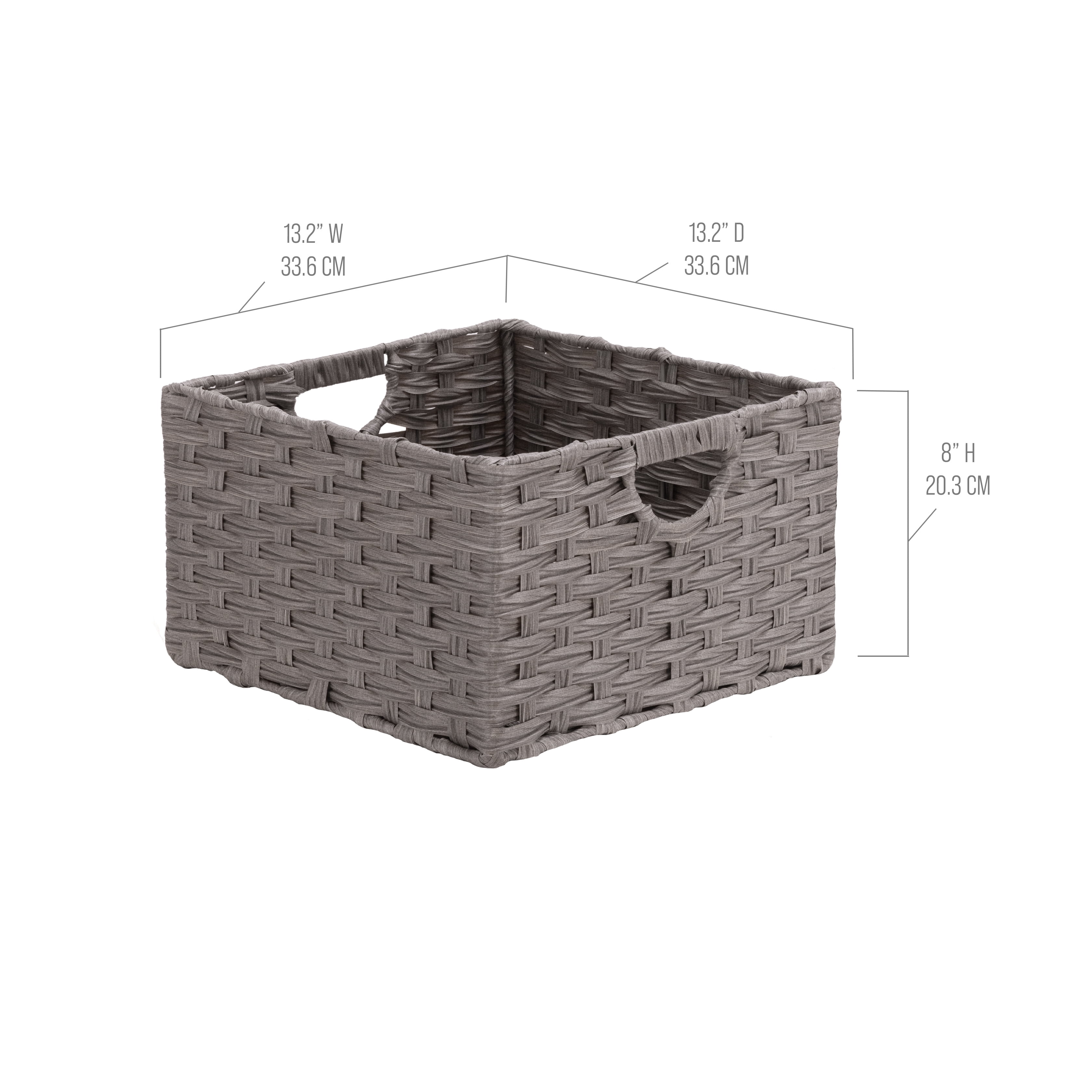 Seville Classics Foldable Handwoven Cube Storage Basket (2-Pack), Gray