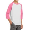 thumbnail image 4 of Mafoose Youth 3/4 Sleeves Colorblock Raglan Baseball Soft Jersey White/ Bright Pink YT200 S, 4 of 5
