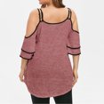 thumbnail image 2 of Pntutb Clearance Plus Size Women Summer Casual Strap Leaky Shoulder Sequin Short Sleeve T-Shirt, 2 of 6
