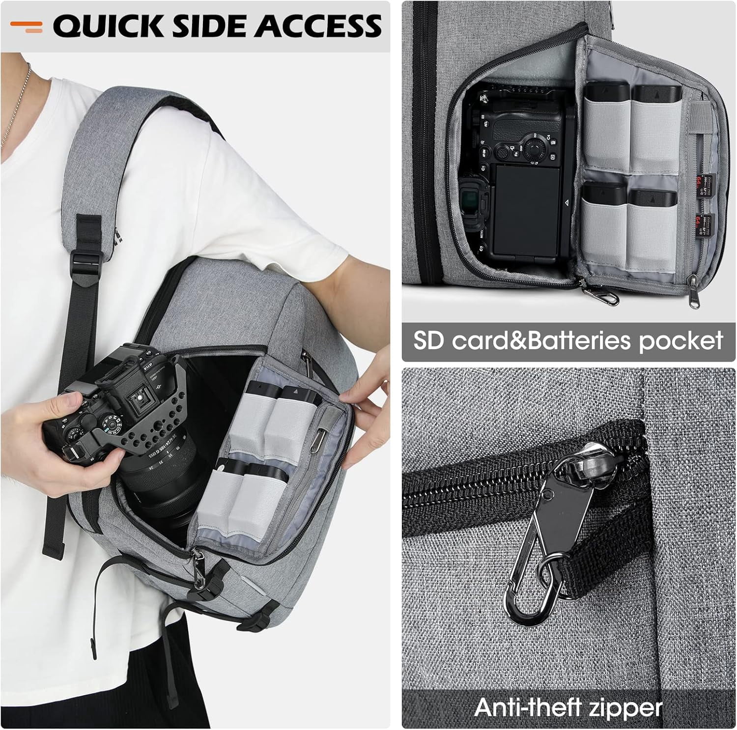 Camera Bag Backpack Professional for DSLR SLR Mirrorless Camera Waterproof Laptop Back Pack 14 Inch with Rain Cover Anti Theft Travel Case Large Capacity Photography Backpack Black