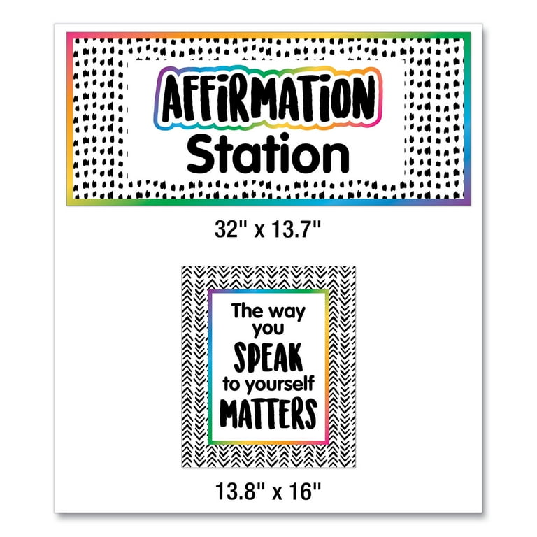 Motivational Bulletin Board Sets, Affirmation Station, Multicolor, 13.8 x 16, 32 Pieces Motivational Bulletin Board Sets, Affirmation Station, Multicolor, 13.8 x 16, 32 Pieces