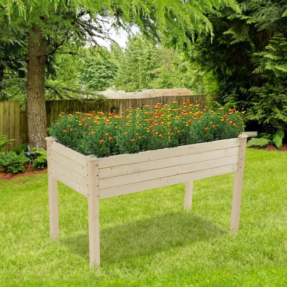 Wooden Raised Garden Bed, Outdoor Garden Box for Vegetable Flower Herb