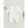 thumbnail image 2 of Bagilaanoe Newborn Baby Girl Boys Fall Jumpsuit Letter Embroidery Long Sleeve Bodysuit 3M 6M 12M 18M Infant Casual One Piece Rompers, 2 of 8