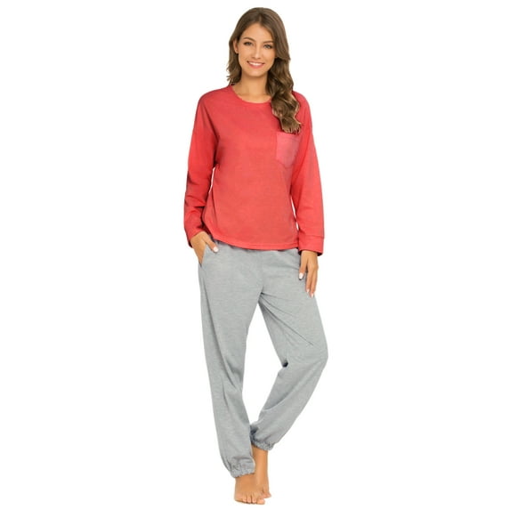 MintLimit Women's Solid Pajamas Sets Long Sleeve Tops and Jogging Pants Lounge Sleepwear Pjs Set
