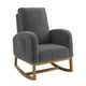 thumbnail image 1 of Sillón mecedora ergonómico para salón o cuarto infantil - Tapizado de felpa, respaldo alto, base de madera, bolsillo lateral - Soporta 136kg, ideal para lactancia y relajación - Gris oscuro, 1 of 7