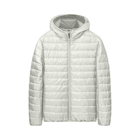 Hogleaql Mens Plus Size Puffer Jacket Zip Down Long Sleeve Thermal Quilted Coats Hooded Collar with Pockets Loose Solid Color Soft Warm Winter Trendy Jacket Outwear Gray 5XL