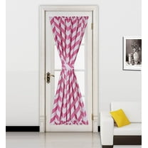 (Meme)1Pc Hot Pink Chevron Printed Mix Color French Door Foam Backing Insulated Thermal Blackout Rod Pocket Curtain Panel With Tieback 55"W X 72"L