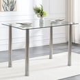 thumbnail image 2 of Dining Table for 4, PAPROOS 43" Tempered Glass Kitchen Table, Rectangle Dining Room Table with Stainless Steel Legs for Kitchen Dining Room, Transparent(Only Table), 2 of 7
