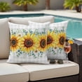 thumbnail image 4 of Sunflower Flowers Outdoor Pillow Covers Pack of 2 Yellow Floral Eucalyptus Leaves Gray Plaid Waterproof Throw Pillow Covers Decorative Cushion Cases for Patio Garden Tent Balcony Couch 24x24 inch, 4 of 9