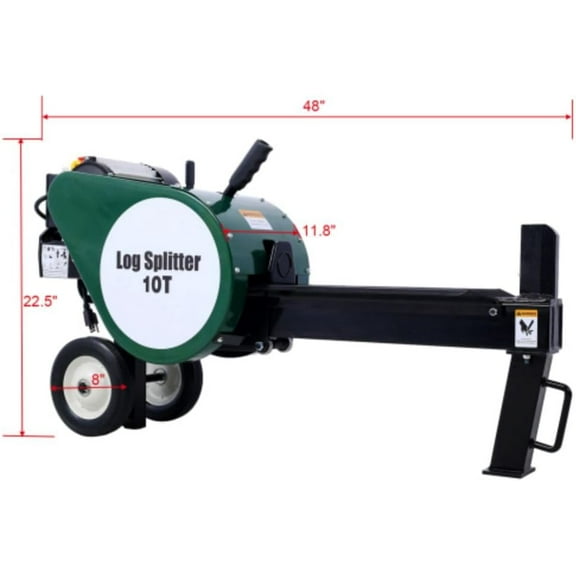 Acekid 20-inch Electric Log Splitter 10 Ton Double Flywheel Electric Firewood Splitting Machine 2HP 16A Portable Green
