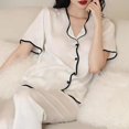thumbnail image 7 of SwiftWear Summer Pajamas for Women Set – Soft Cotton Wide Leg Pants & V-Neck Top Loose Fit Womens Sleepwear Loungewear Set Gifts Ideal 2-Piece Pajamas for Women, 7 of 7
