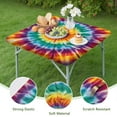 thumbnail image 4 of Rainbow Tie Dye Mandala Pattern Square Fitted Tablecloth with Elastic Edge,Square Table Cover,Washable Elastic Table Cover for Home Kitchen Party Decor 36"x36", 4 of 6