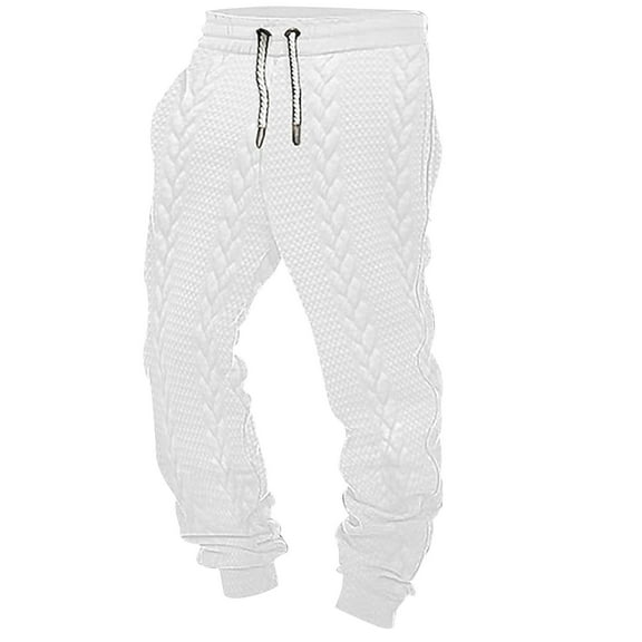 Lorytime Men's Joggers Sweatpants Printed Knit Elastic Waist Sweatpants Full Length Trousers with Pockets Casual Outwear