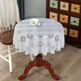 thumbnail image 2 of White Color Round Lace Table Cloth Stylish Tabletop Decorative Covering for Study Room Home, 2 of 5