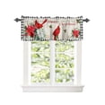 thumbnail image 3 of Christmas Poinsettia Cardinal Berry Window Treatment Panel for Living Room Bathroom BedroomFlower Bird Retro Linen Checker Window Treatment Drapes for Bedroom Laundry Room Farmhouse 54x18in, 3 of 7