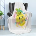 thumbnail image 4 of Girl Slogan Soft Flannel Fleece Throw Blanket, Summer Like Pineapple with Big Eyes Fruity Hawaiian Ladylike Artwork, Cozy Plush for Indoor and Outdoor Use, 50" x 70", Multicolor, by Ambesonne, 4 of 5