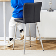 thumbnail image 5 of Ciphrias Bar Stools Set of 2, Black PU Leather Upholstered Counter Height Chairs with Backrest Footrest Silver Metal Legs for Kitchen Island Bar, 5 of 8