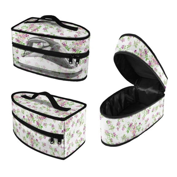 HELLHERO Purple Flowers Iron Storage Case Portable Handheld Travel Steamer Organizer for Clothing Ironing Machines, Bag Only