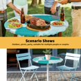 thumbnail image 6 of Elastic Fitted Round Tablecloth, Turquoise Grey Ombre Waterproof Stretch Table Cover for 36"-44" Tables, Farmhouse Abstract Mottled Art Washable Outdoor Tablecloths for Patio, Picnic, Camping, 6 of 9