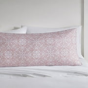 Mainstays Woven Microfiber Printed Scroll Body Pillow Cover, Zipper Closure, 20"x52", Pink/White